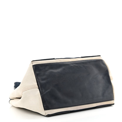 Balenciaga Cotton Canvas Satin Calfskin S Navy Cabas Natural Black 5 of 19
