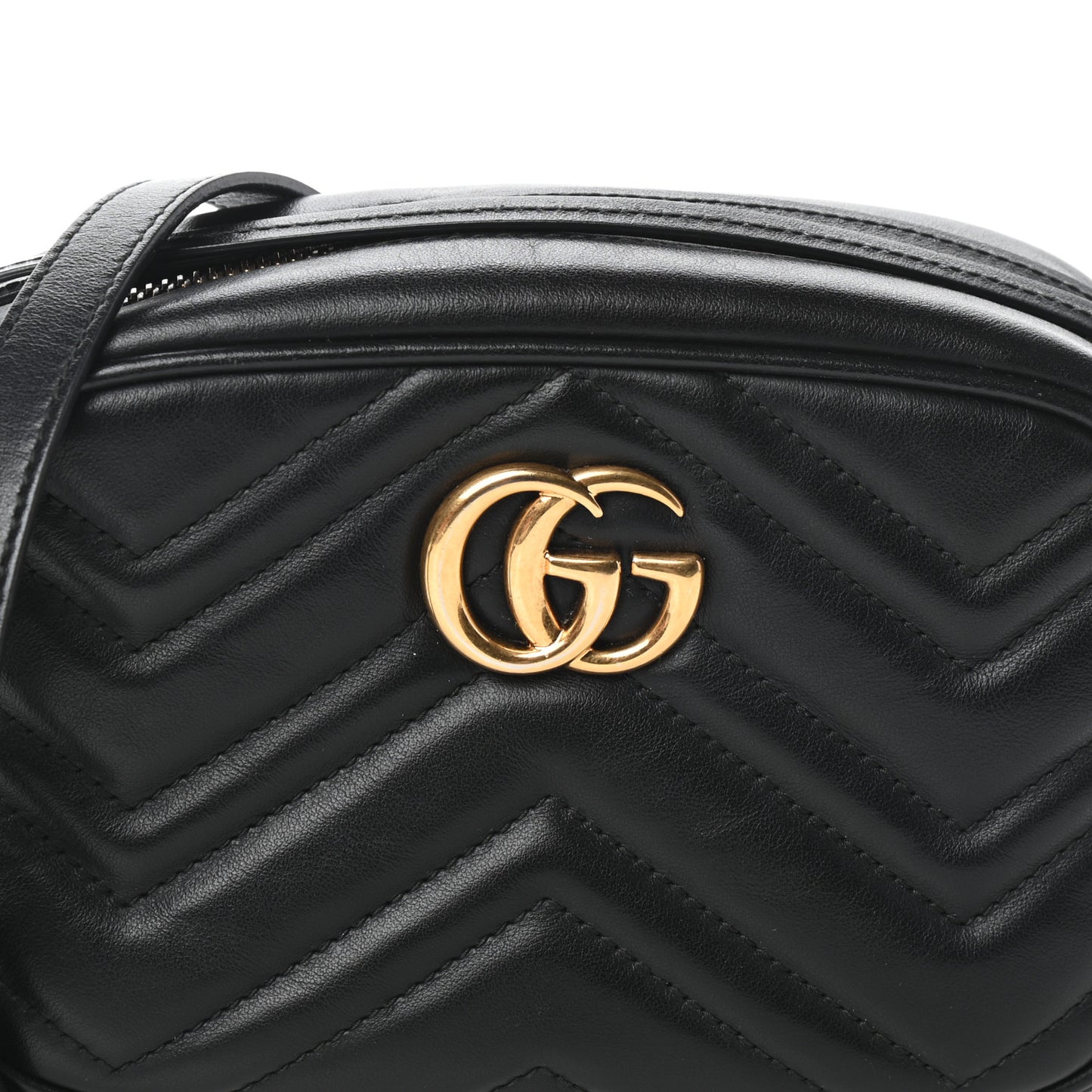 Calfskin Matelasse Mini GG Marmont Chain Shoulder Bag Black
