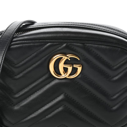 Gucci Calfskin Matelasse Mini GG Marmont Chain Shoulder Bag Black 7 of 9