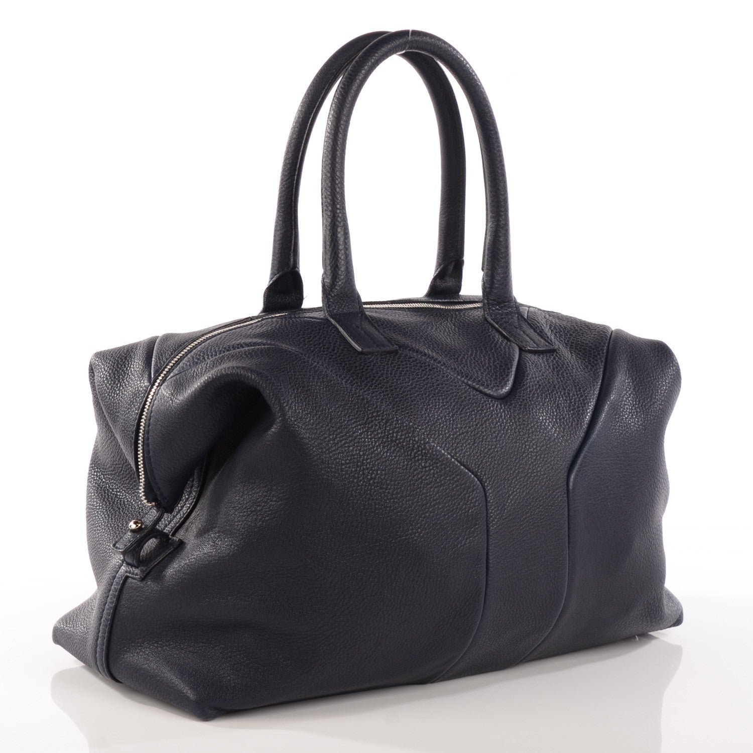 Saint Laurent Pebbled Lambskin Medium Easy Sac Navy Blue 3 of 7