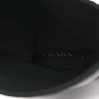 Prada Spazzolato Rois Re-Nylon Metal Triangle Logo Monolith Pouch Pocket 55mm Tall Boots 38 Black 7 of 9