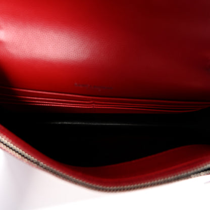 Saint Laurent Grain De Poudre Matelasse Chevron Monogram Envelope Chain Wallet  New Red 5 of 10