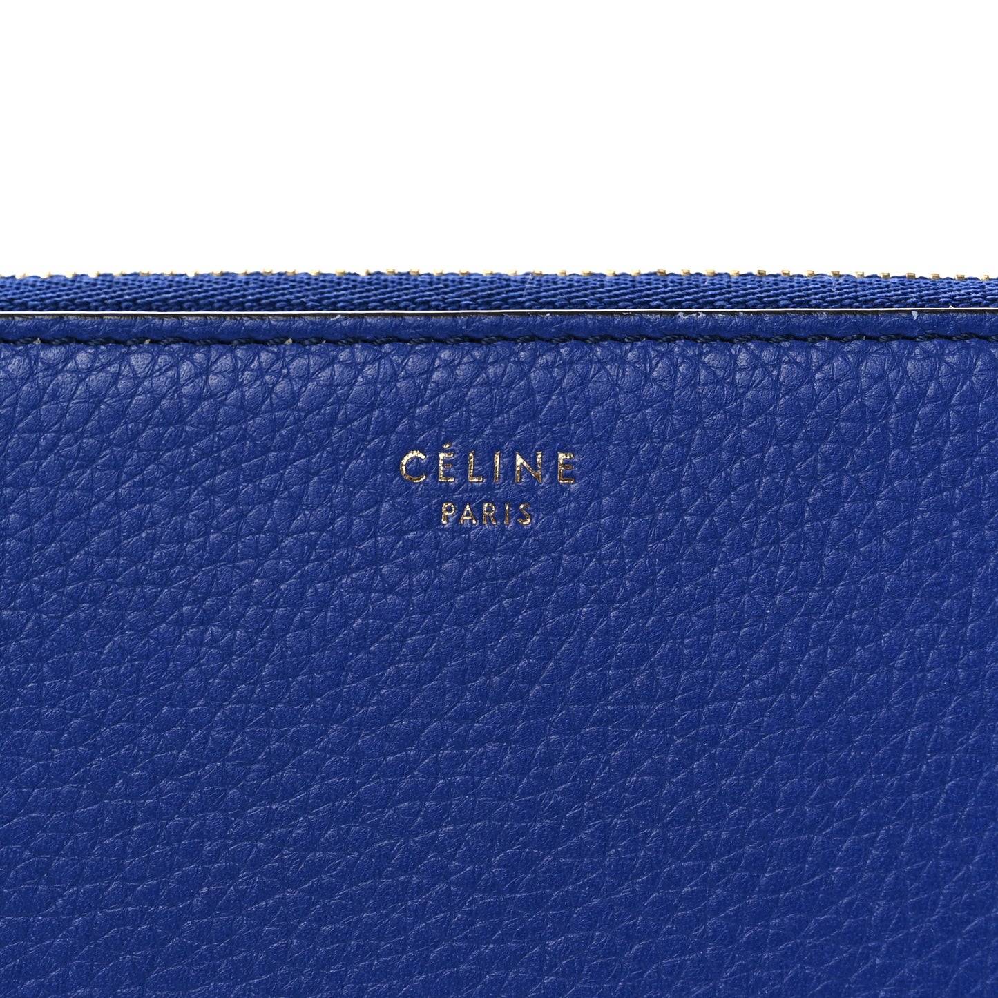 Drummed Calfskin Large Zip Around Multifunction Wallet Indigo