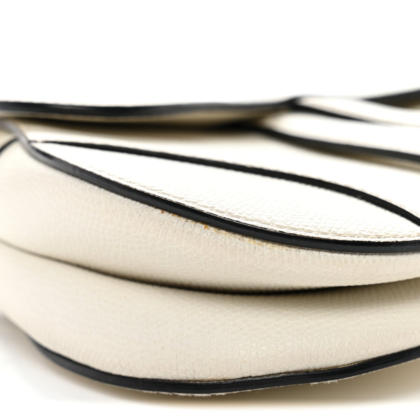 Grained Calfskin Mini Saddle Bag White
