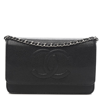 Chanel Caviar Timeless CC Wallet On Chain WOC Black 1 of 12