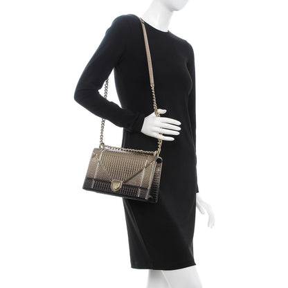 Christian Dior Metallic Patent Micro-Cannage Gradient Medium Diorama Flap Bag Bronze Gold 3 of 10