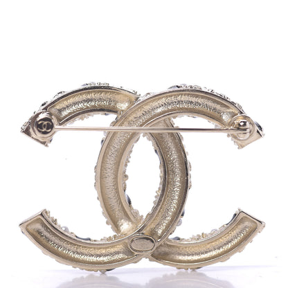 Chanel Pearl Crystal Enamel CC Brooch Black Gold 3 of 5