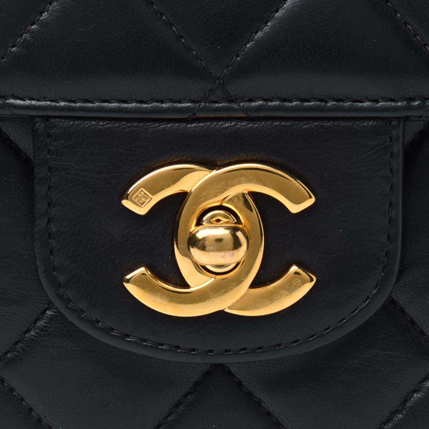 Lambskin Quilted Small Single Flap Black