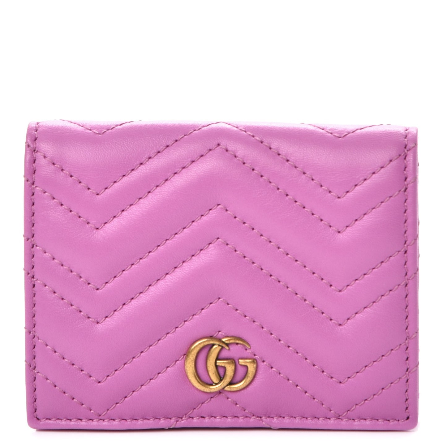 Calfskin Matelasse GG Marmont Card Case Candy Mousse
