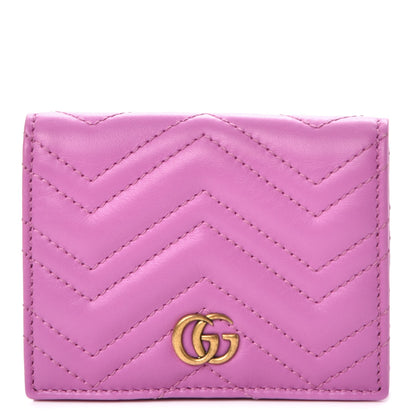 Gucci Calfskin Matelasse GG Marmont Card Case Candy Mousse 1 of 8