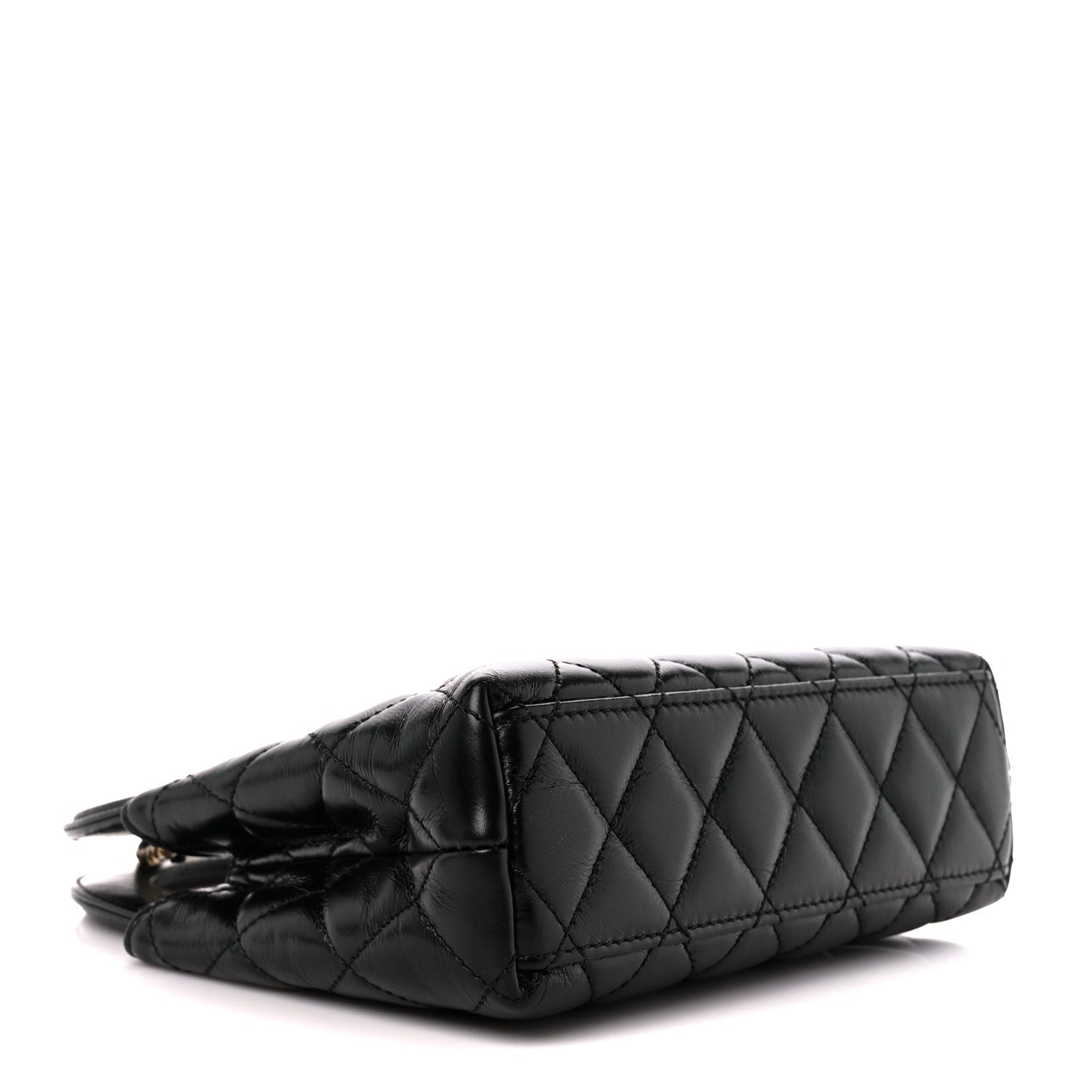 Chanel Shiny Aged Calfskin Quilted Nano Kelly Shopper Black 4 of 11