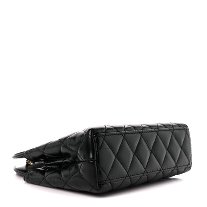 Chanel Shiny Aged Calfskin Quilted Nano Kelly Shopper Black 4 of 11