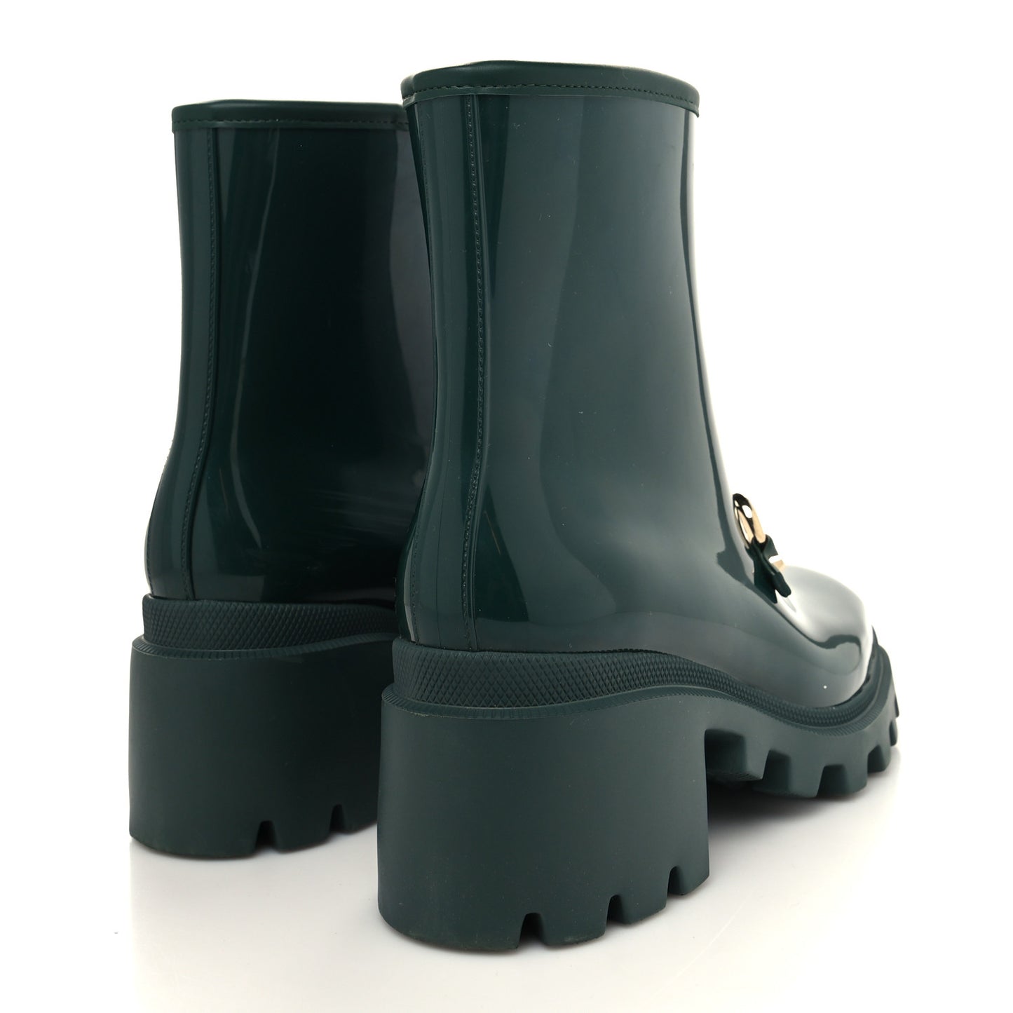 Rubber Womens Horsebit Ankle Boots 38 Vintage Green