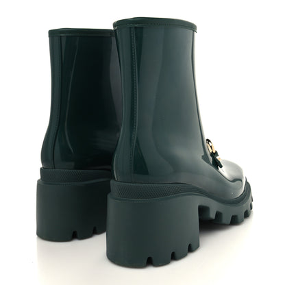 Gucci Rubber Womens Horsebit Ankle Boots 38 Vintage Green 4 of 7