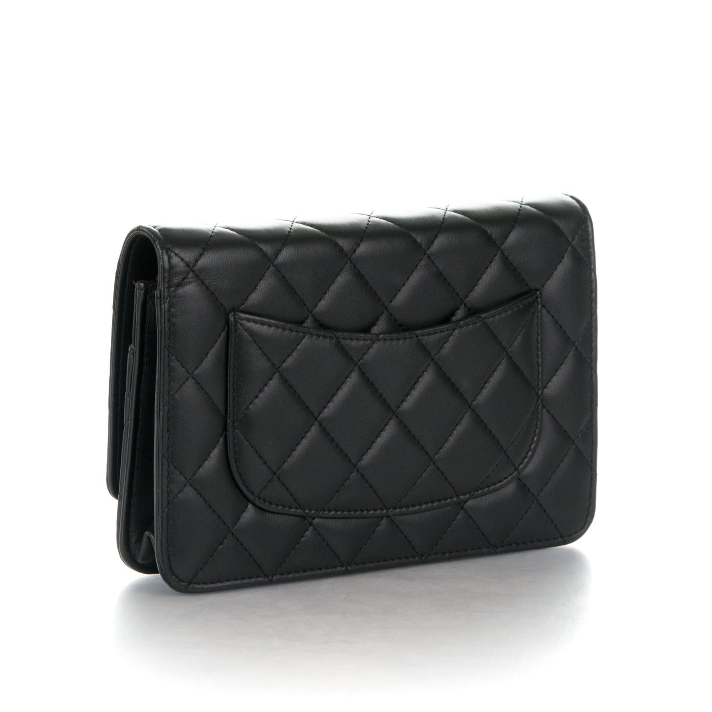 Lambskin Quilted Wallet On Chain WOC Black