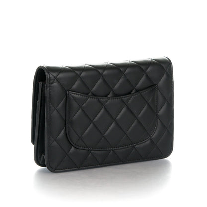 Chanel Lambskin Quilted Wallet On Chain WOC Black 3 of 8