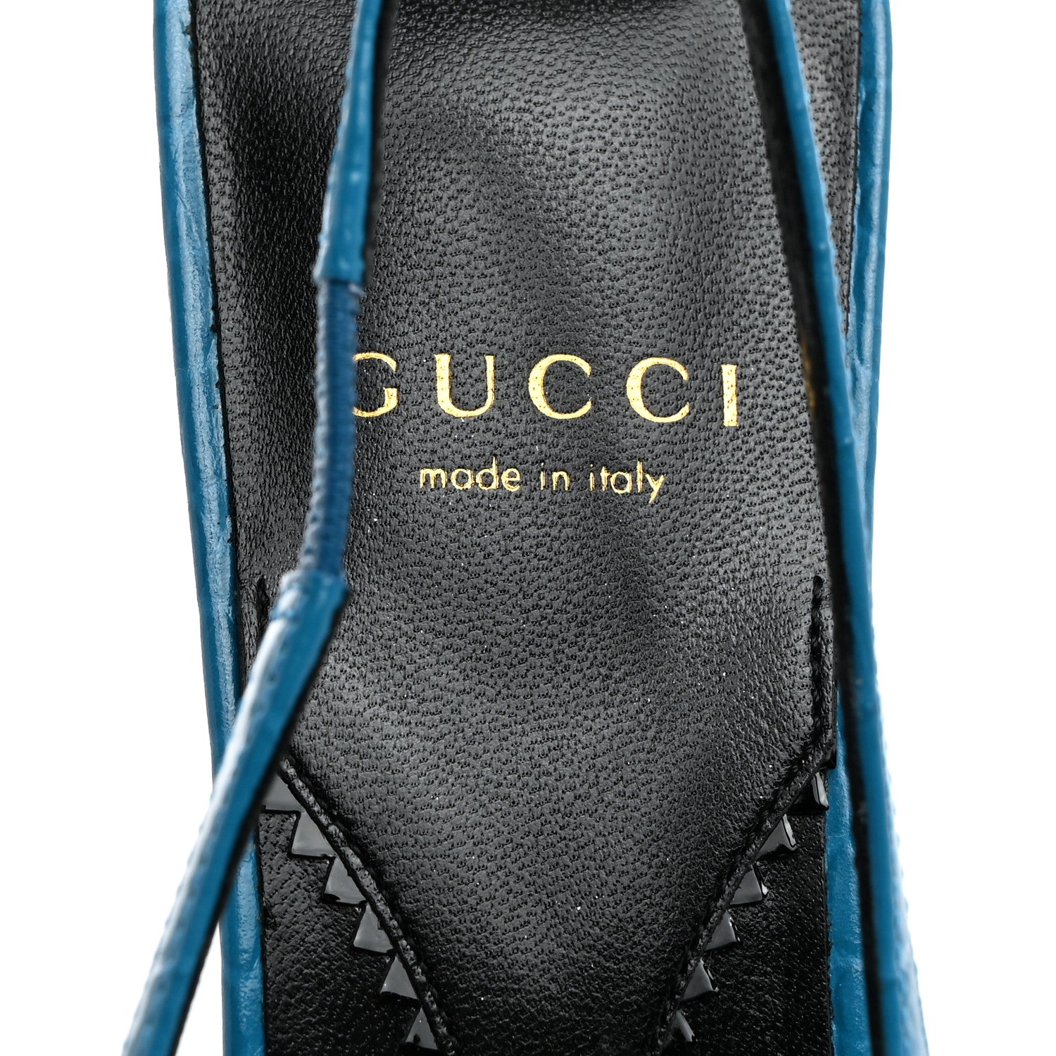 Gucci Calfskin Crocodile Print Square Slingback Pumps 38.5 Bright Sapphire 6 of 9