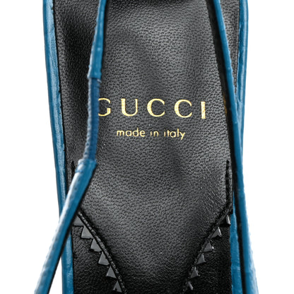 Gucci Calfskin Crocodile Print Square Slingback Pumps 38.5 Bright Sapphire 6 of 9