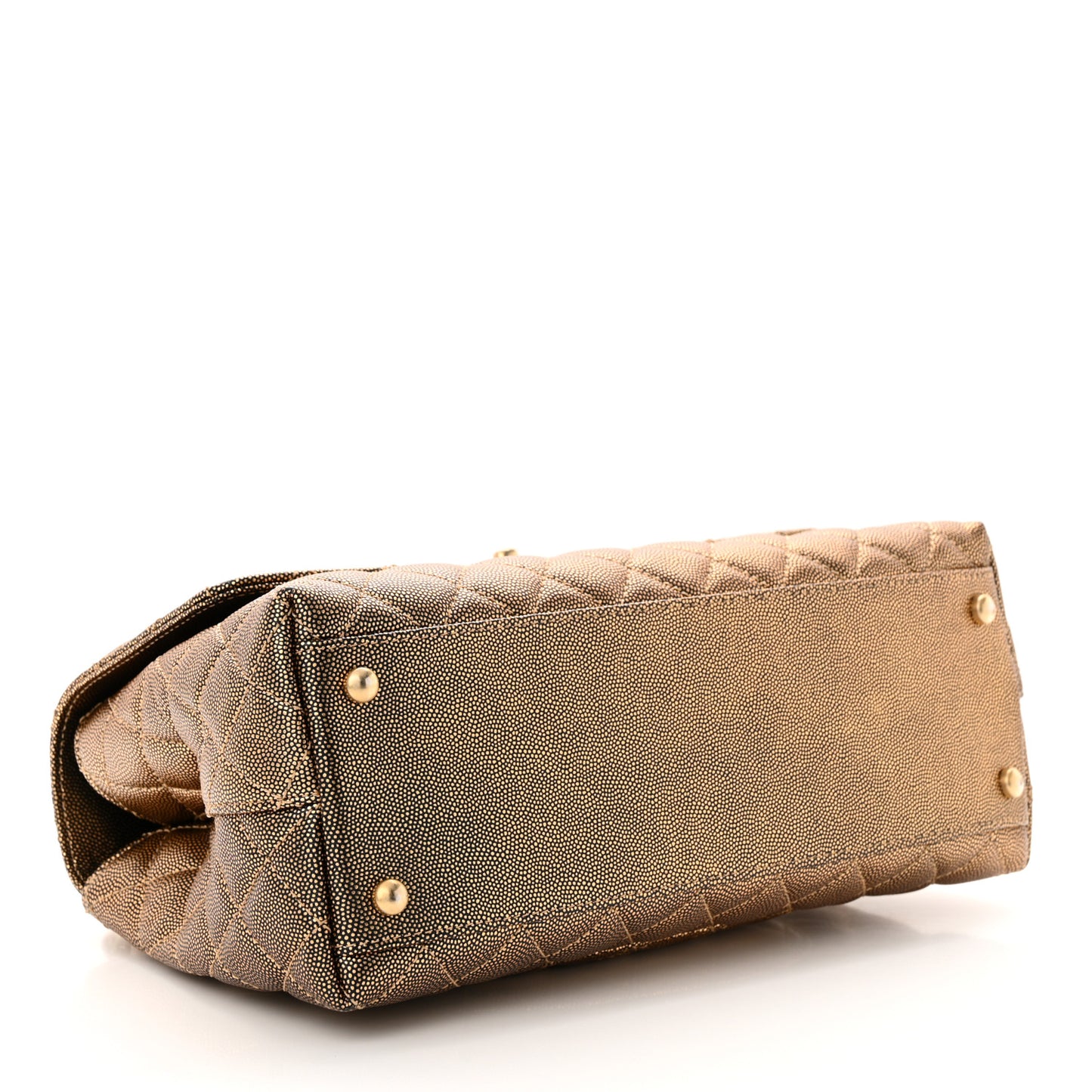 Metallic Caviar Quilted Small Coco Handle Flap Gold
