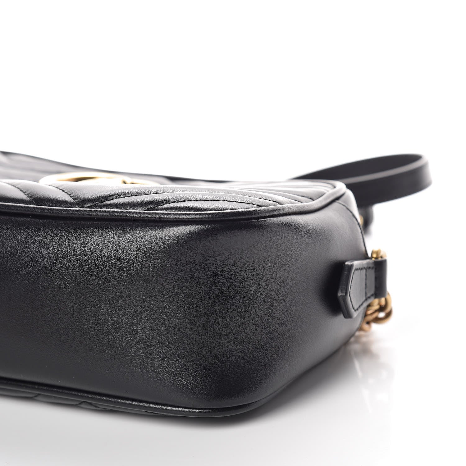 Gucci Calfskin Matelasse Small GG Marmont Chain Shoulder Bag Black 10 of 10