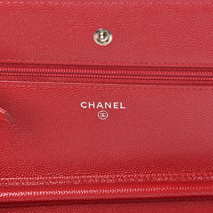 Chanel Caviar Quilted Wallet On Chain WOC Red 5 of 11