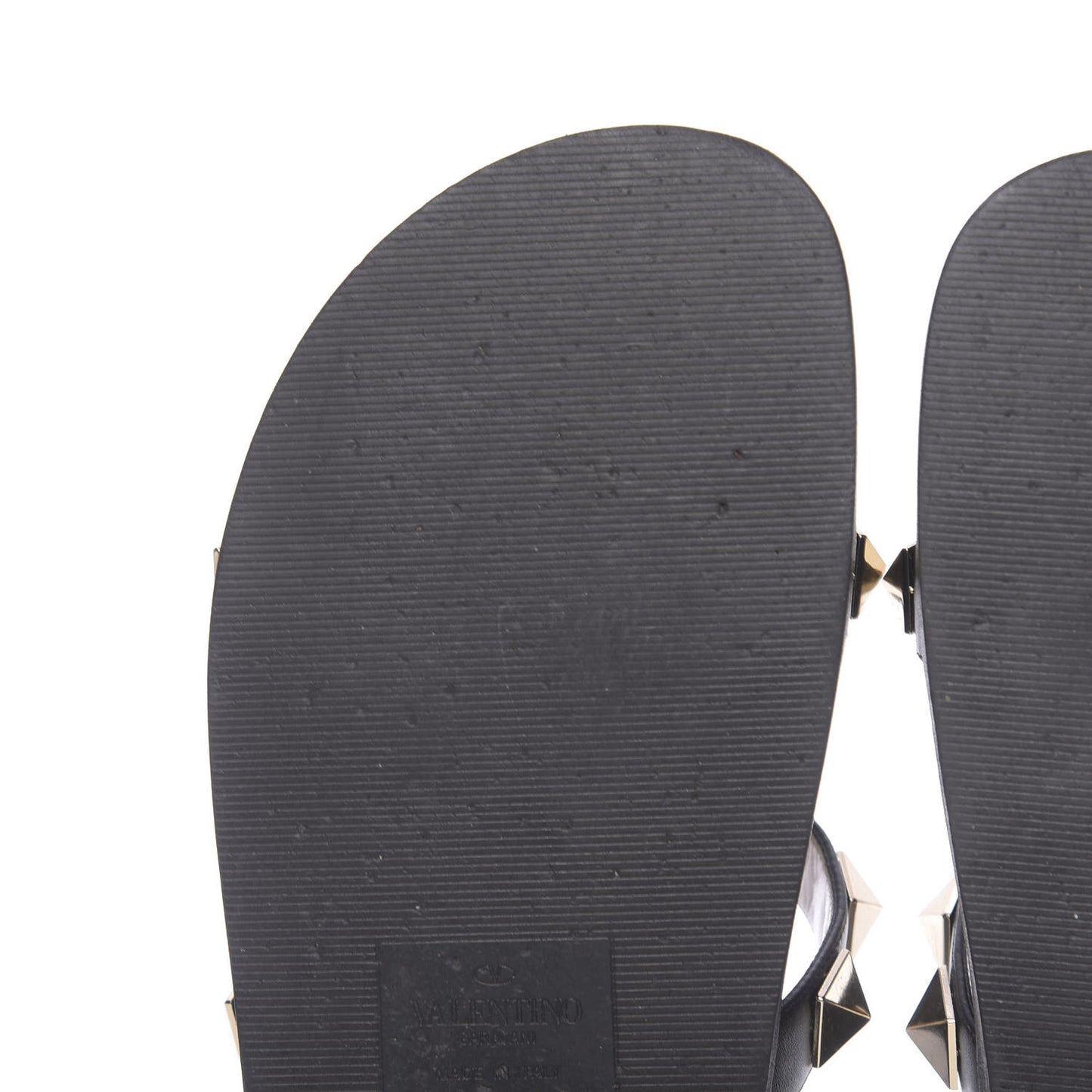 Vitello Macro Rockstud Lock Slide Sandals 35 Black