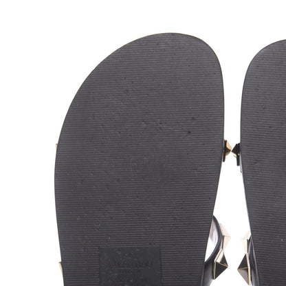 Valentino Garavani Vitello Macro Rockstud Lock Slide Sandals 35 Black 9 of 10