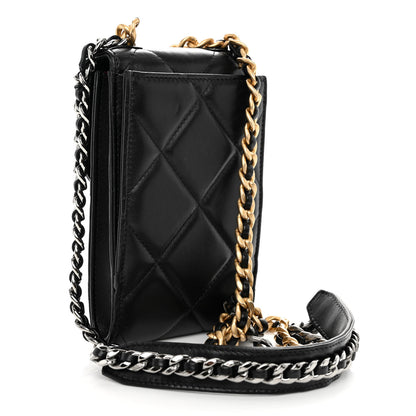 Chanel Lambskin Quilted Chanel 19 Phone Holder With Chain Black 3 of 10