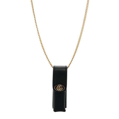 Gucci Textured Dollar Calfskin Enamel GG Lipstick Holder Necklace Black 1 of 5
