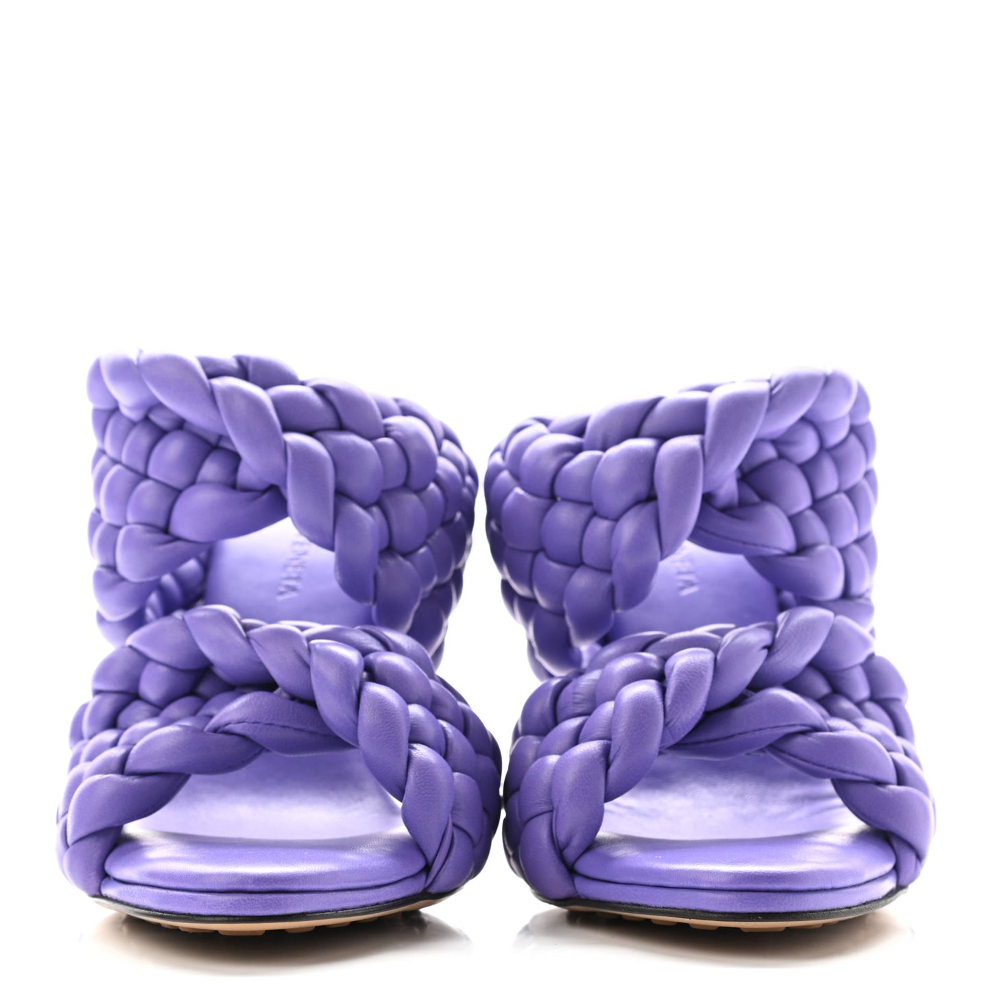 Nappa Twisted Padded Intrecciato Curve Slide Sandals 36 Purple