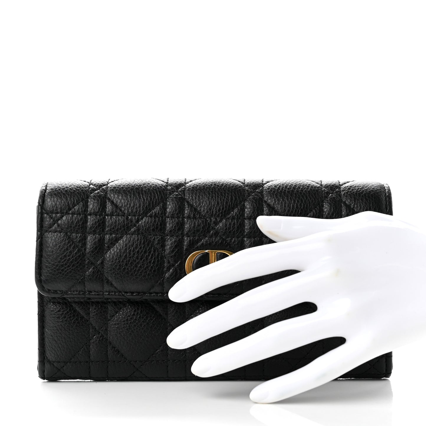 Supple Calfskin Cannage Caro Wallet Black