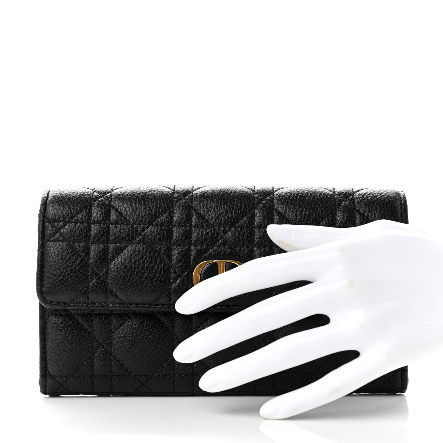 Christian Dior Supple Calfskin Cannage Caro Wallet Black 2 of 9