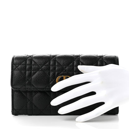 Christian Dior Supple Calfskin Cannage Caro Wallet Black 2 of 9