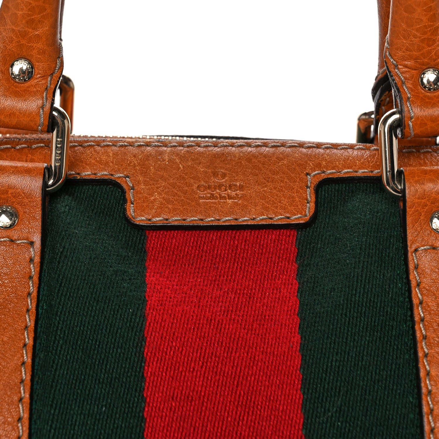 Gucci Calfskin Vintage Web Medium Boston Tobacco 9 of 20