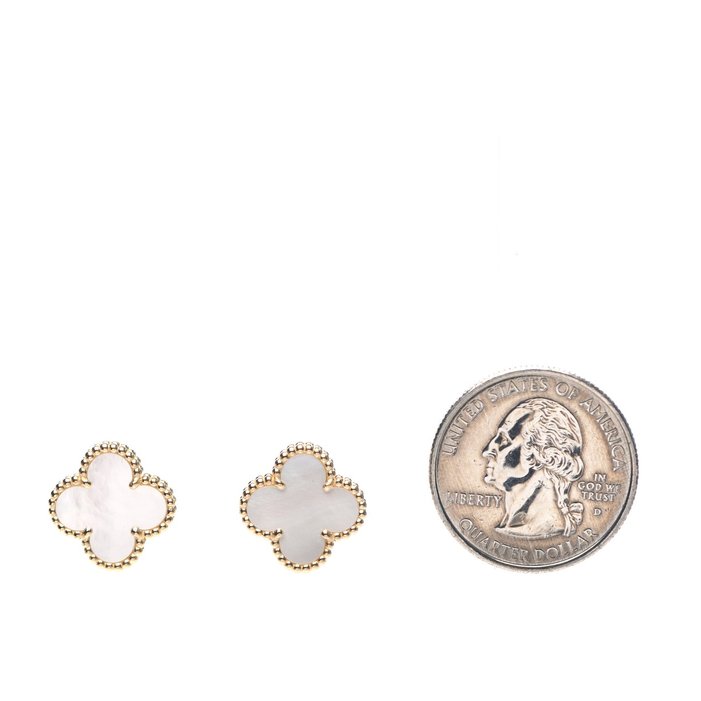 18K Yellow Gold Mother of Pearl Vintage Alhambra Earrings