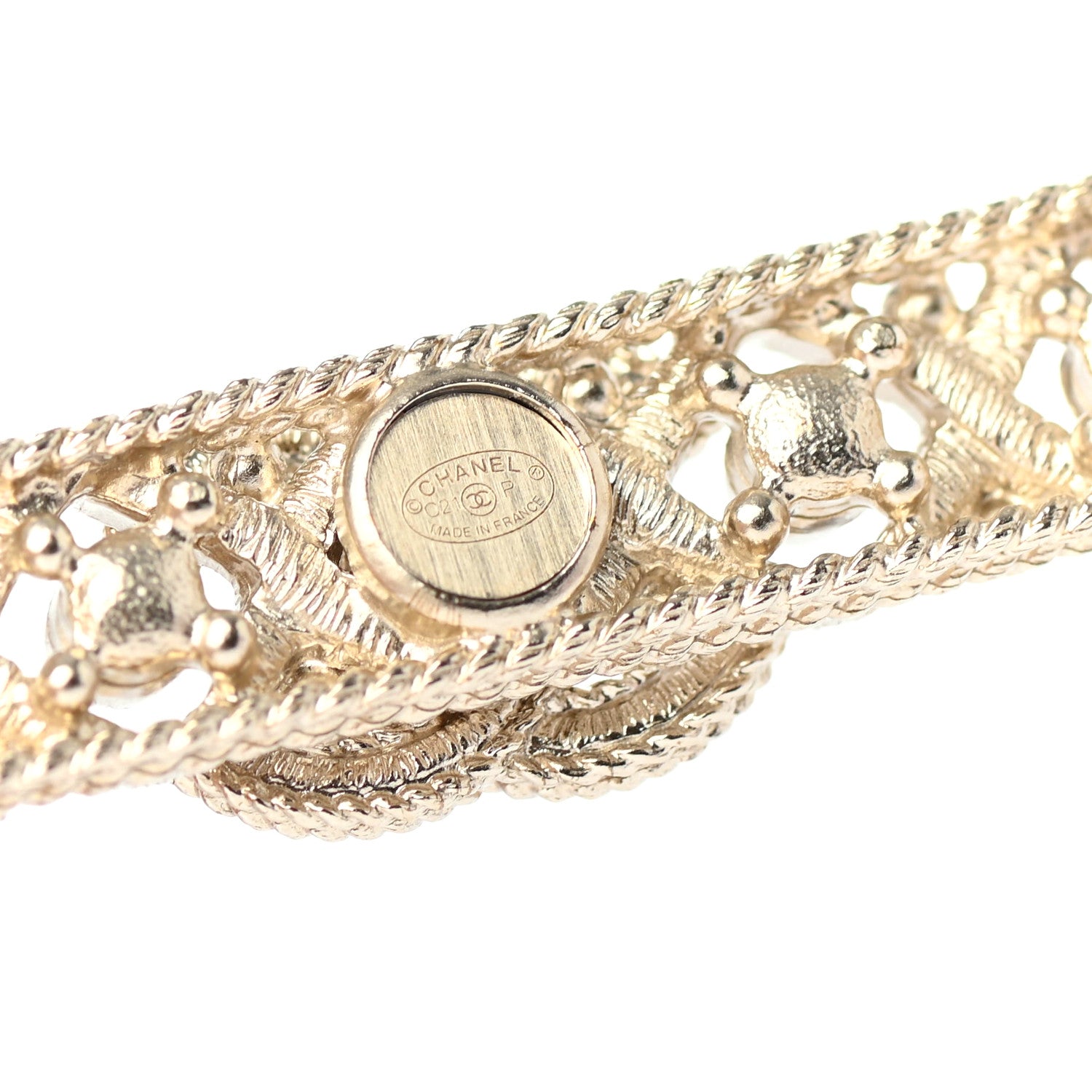 Chanel Pearl Crystal CC Hair Clip Barrette Gold 4 of 4