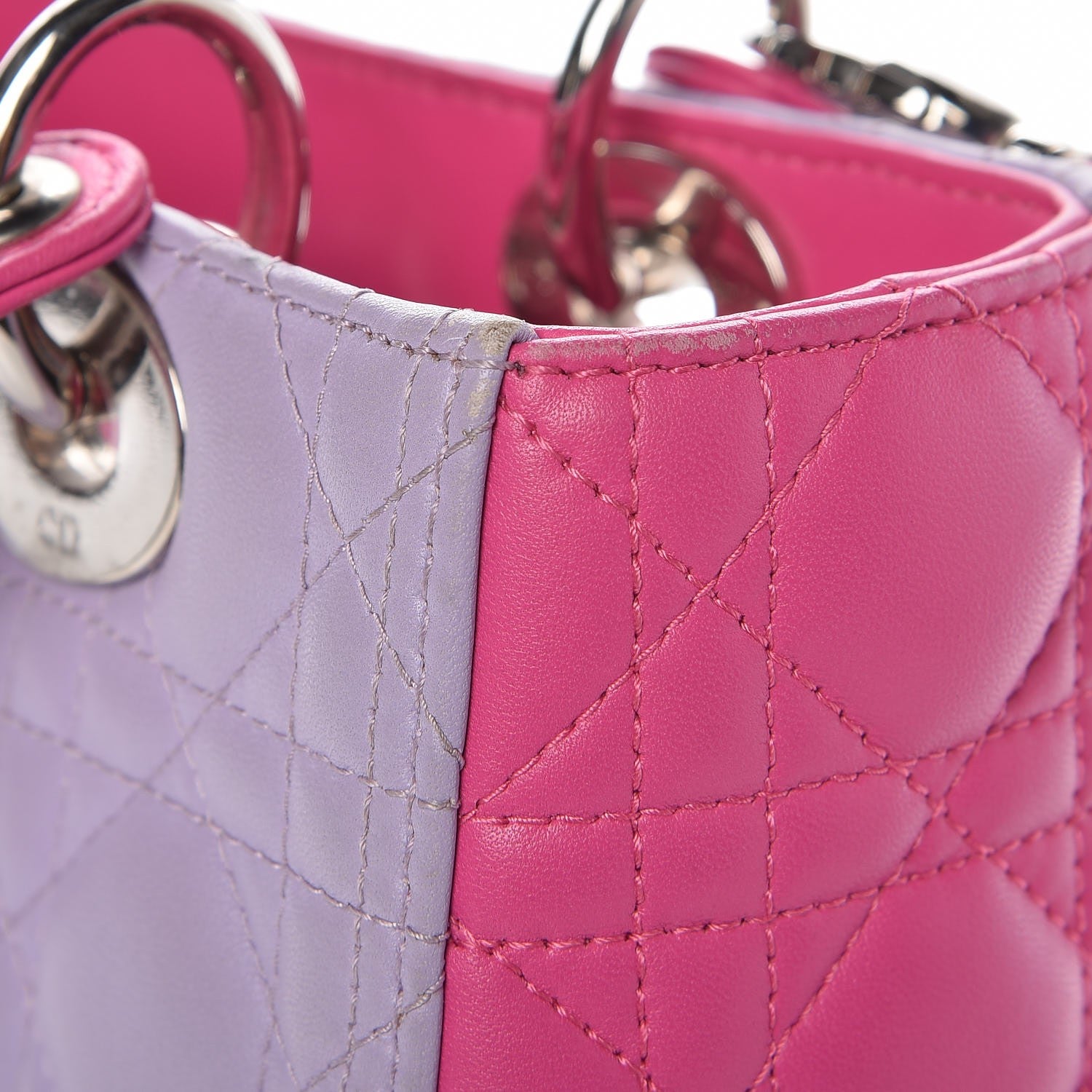 Christian Dior Lambskin Cannage Medium Bi-Color Lady Dior Pink Purple 14 of 17