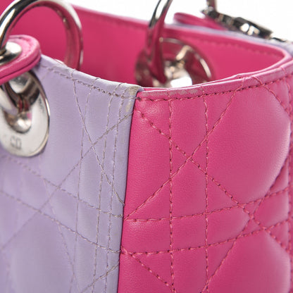 Christian Dior Lambskin Cannage Medium Bi-Color Lady Dior Pink Purple 14 of 17