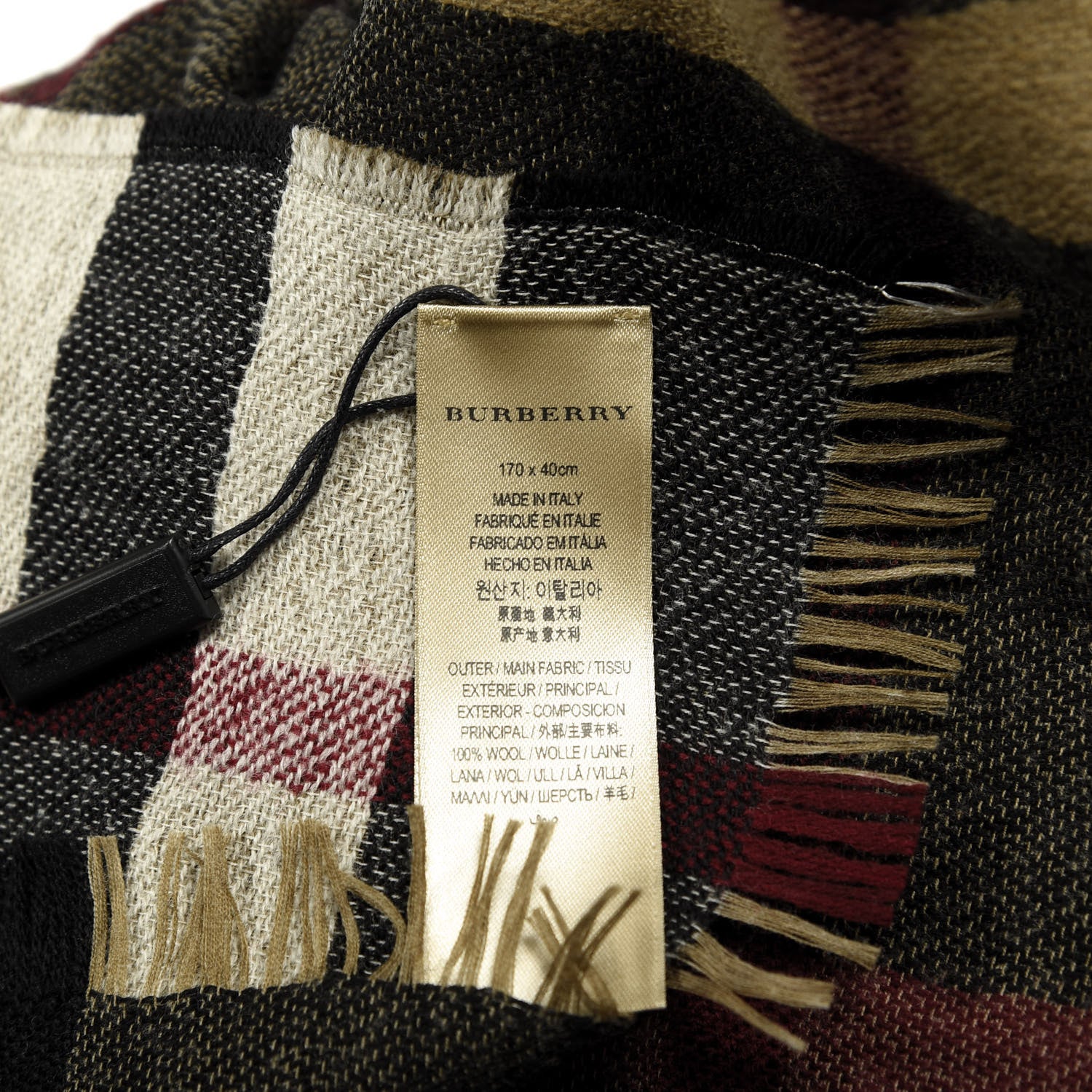 Burberry Wool Giant Check Scarf Black 4 of 4