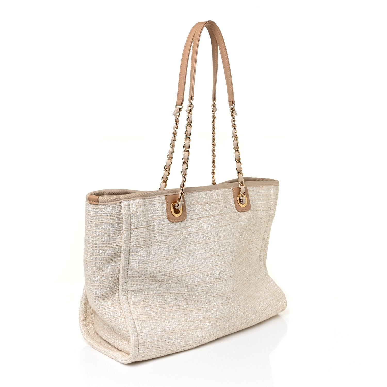 Chanel Lurex Boucle Small Deauville Tote White 2 of 9