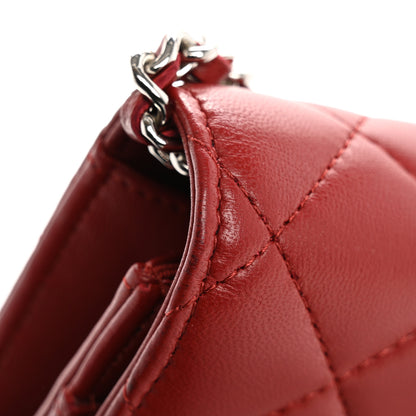 Chanel Lambskin Quilted Wallet On Chain WOC Red 12 of 18