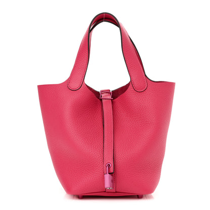 Hermes Taurillon Clemence Monochrome Picotin Lock 18 PM Rose Mexico 1 of 11