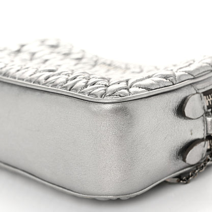 Miu Miu Metallic Nappa Matelasse Crystal Double Zip Pochette Cromo 10 of 10