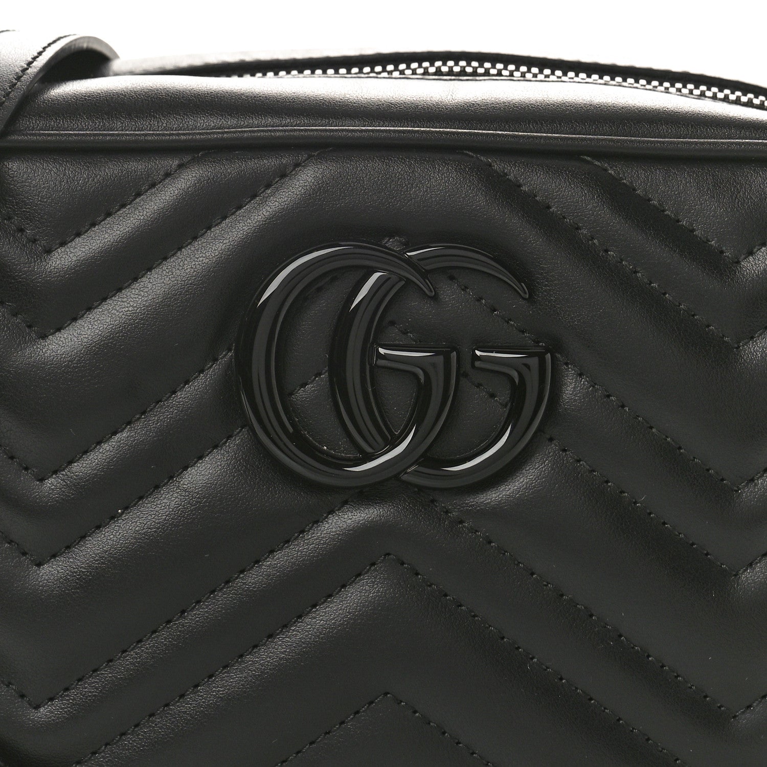 Gucci Calfskin Matelasse Monochrome Small GG Marmont Chain Shoulder Bag Black 7 of 9