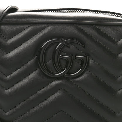 Gucci Calfskin Matelasse Monochrome Small GG Marmont Chain Shoulder Bag Black 7 of 9
