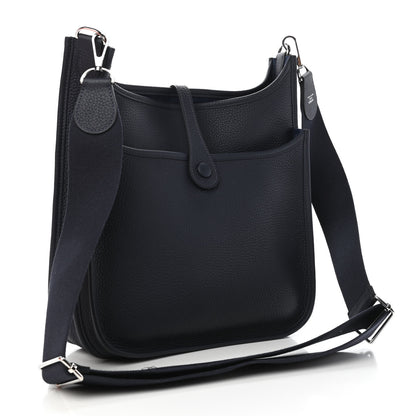 Hermes Taurillon Clemence Evelyne III PM Bleu Indigo 3 of 11
