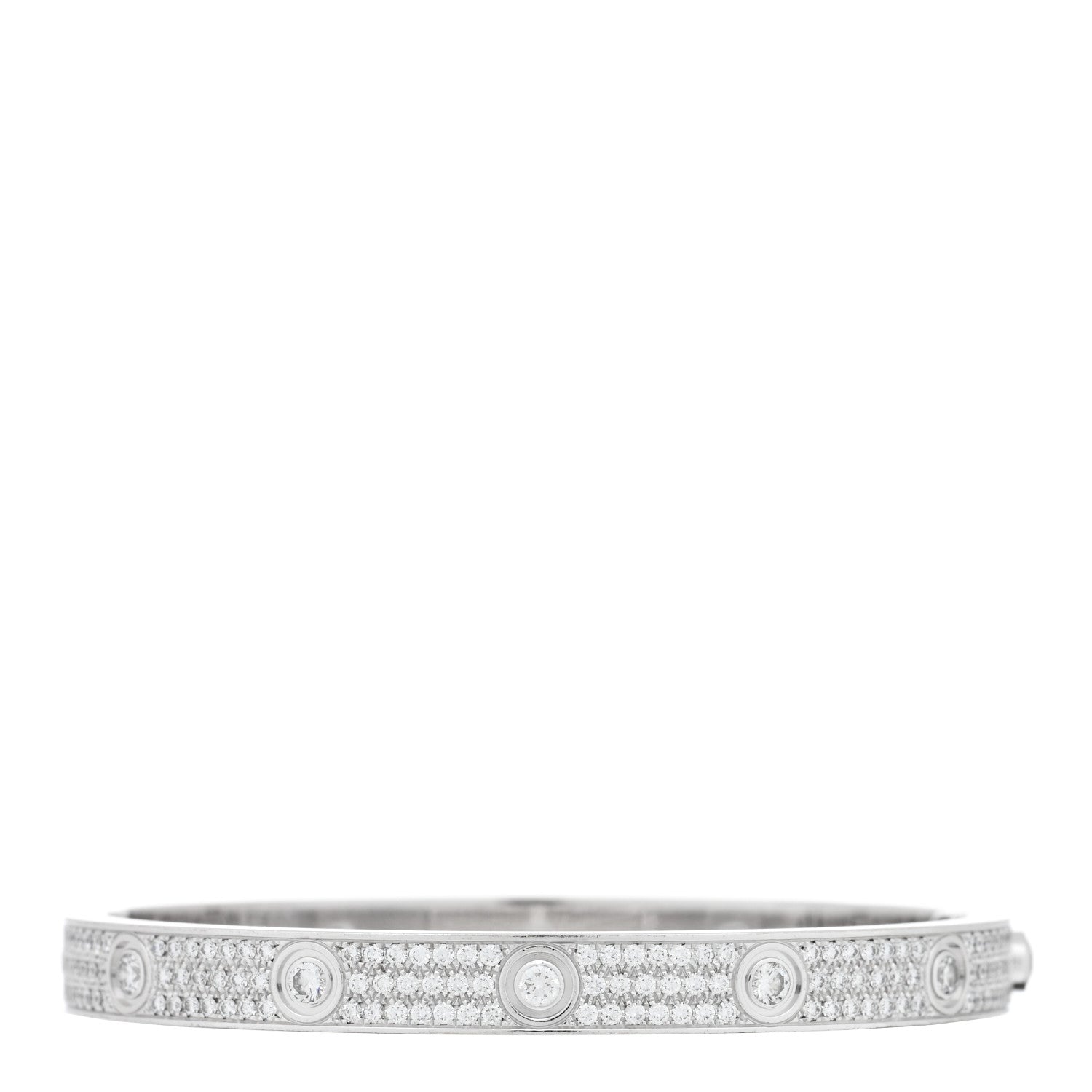 Cartier 18K White Gold Diamond LOVE Full Paved Bracelet 18 2 of 4