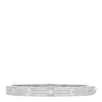 Cartier 18K White Gold Diamond LOVE Full Paved Bracelet 18 2 of 4