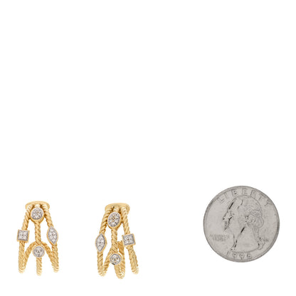 David Yurman 18K Yellow Gold Diamond Confetti 3 Row Earrings 2 of 4