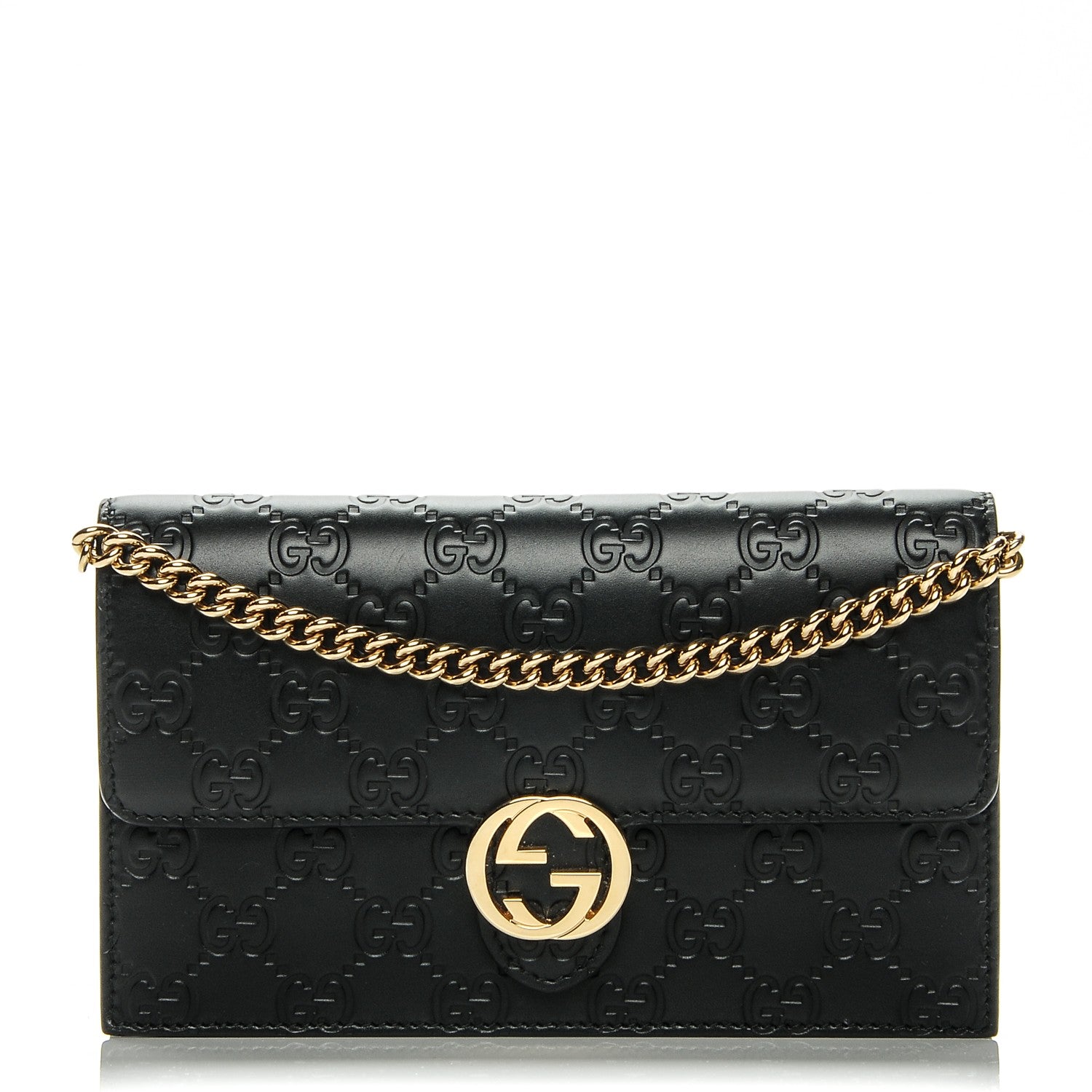 Gucci Guccissima Icon Chain Wallet Black 1 of 6